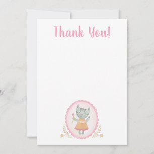 Kitty Cat Pink Cute Thank You Card
