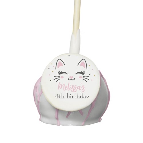 Kitty Cat Pink Gold Birthday Party  Cake Pops