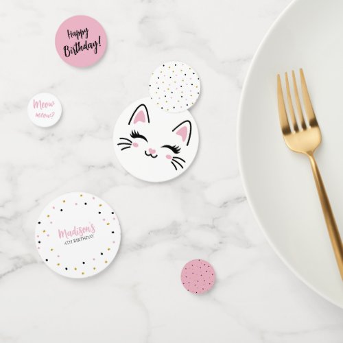 Kitty Cat Pink Gold Birthday Party Table Confetti
