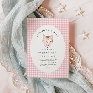 Kitty Cat Pink Purr-fect Baby Girl Baby Shower  Invitation