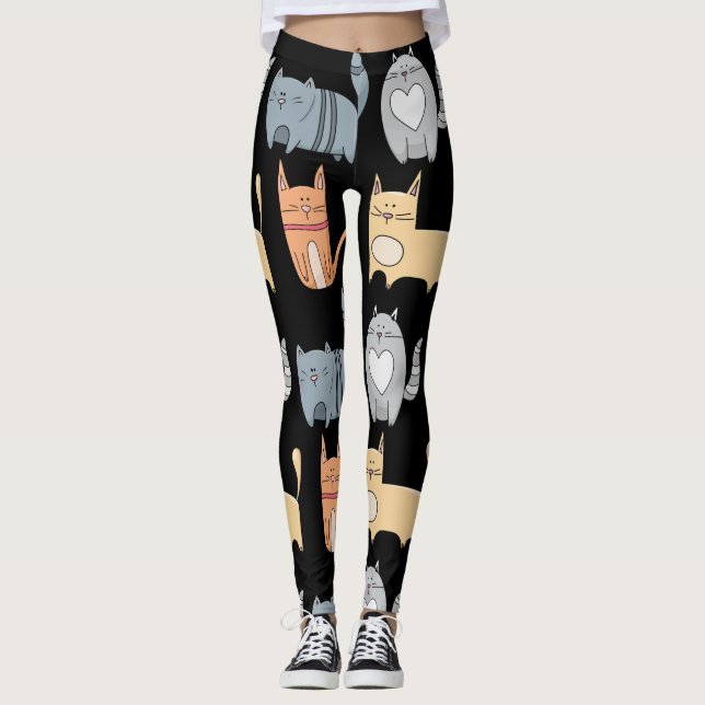KITTY CAT PRINT YOGA PANTS LEGGINGS (Front)