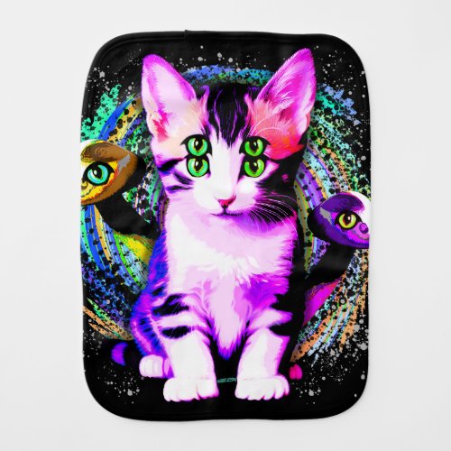 Kitty Cat Psychic Aesthetics Character Baby Burp Cloth