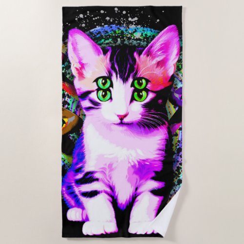 Kitty Cat Psychic Aesthetics Character Beach Towel