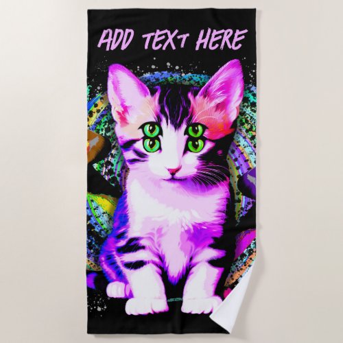 Kitty Cat Psychic Aesthetics Character Beach Towel