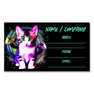 Kitty Cat Psychic Aesthetics Character Business Card Magnet