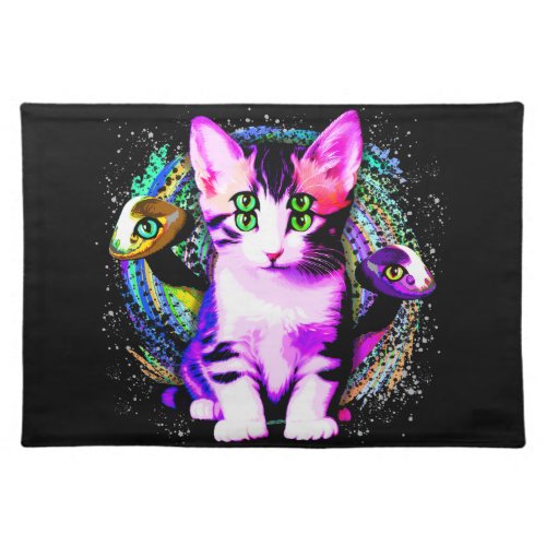 Kitty Cat Psychic Aesthetics Character Cloth Placemat