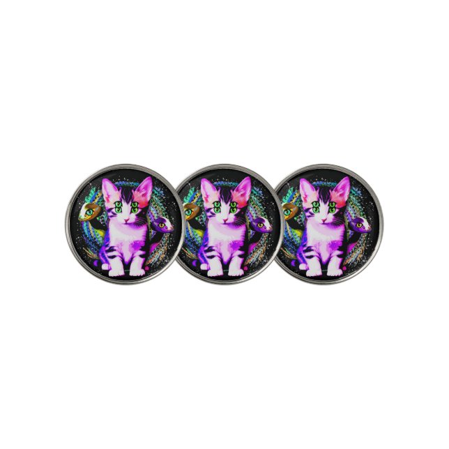 Kitty Cat Psychic Aesthetics Character Golf Ball Marker (3 Up)