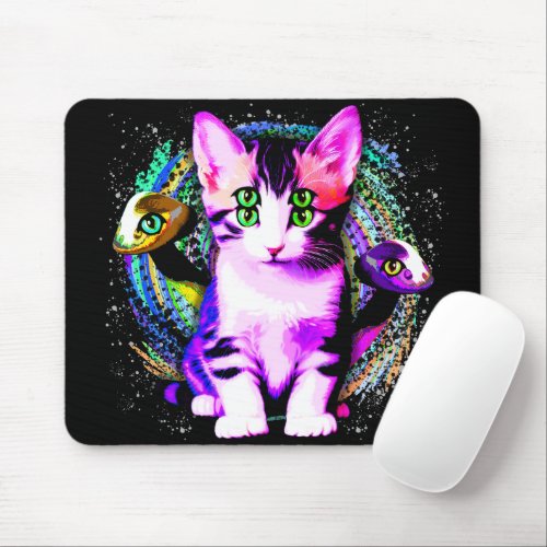 Kitty Cat Psychic Aesthetics Character Mouse Pad