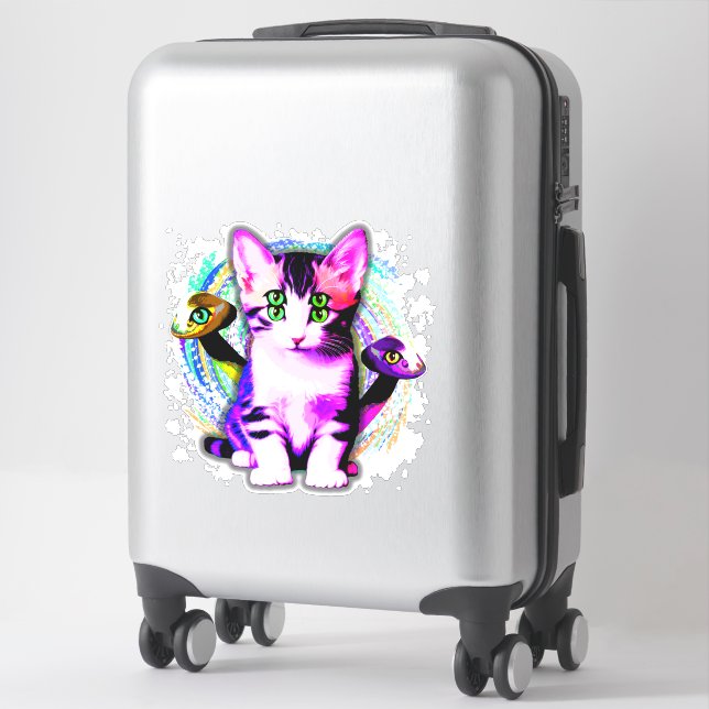 Kitty Cat Psychic Aesthetics Character Sticker (Suitcase)