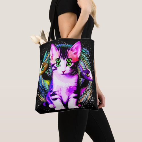 Kitty Cat Psychic Aesthetics Character Tote Bag