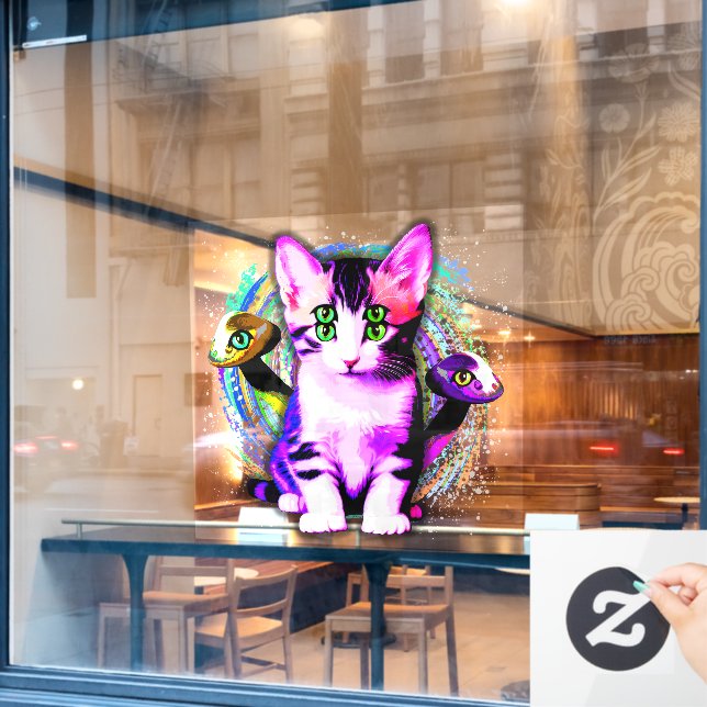 Kitty Cat Psychic Aesthetics Character Window Cling (Cafe Window)
