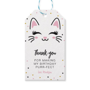 Kitty Cat Purrfect Birthday Thank You Favor Gift Tags