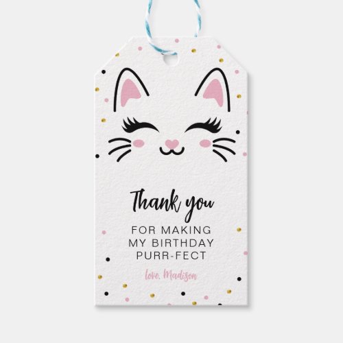 Kitty Cat Purrfect Birthday Thank You Favor Gift Tags