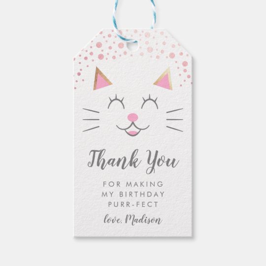 Kitty Cat Purrfect Birthday Thank You Favor Gift Tags Zazzle Com