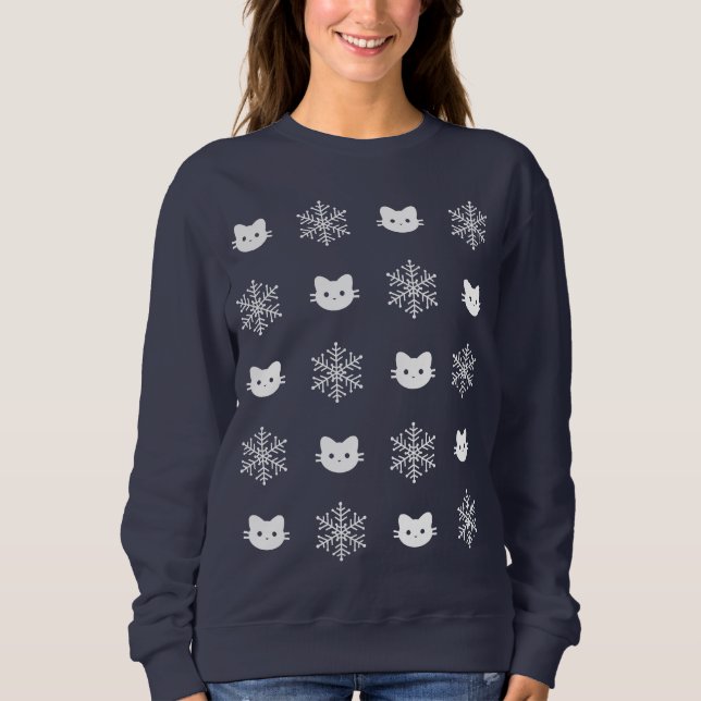 Kitty Cat Snowflake Christmas Sweatshirt (Front)