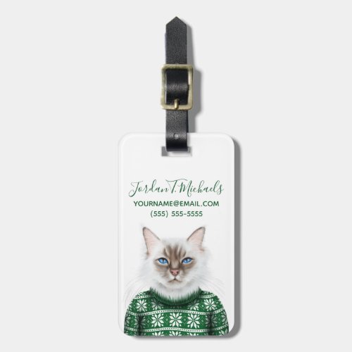 Kitty Cat Sweater  Add Your Name Luggage Tag