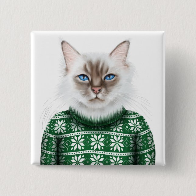 Kitty Cat Sweater Button (Front)