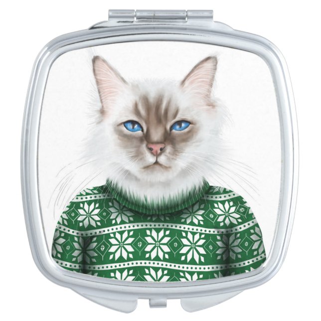 Kitty Cat Sweater Compact Mirror (Front)