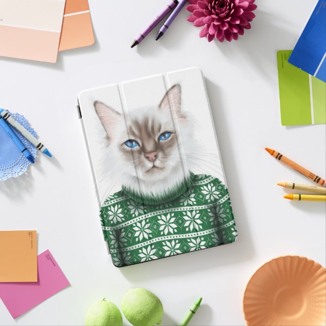 Kitty Cat Sweater iPad Pro Cover (Desk)