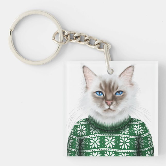 Kitty Cat Sweater Keychain (Front)