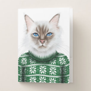 Kitty Cat Sweater Pocket Folder