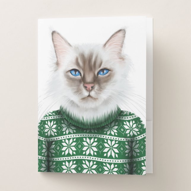 Kitty Cat Sweater Pocket Folder (Front)