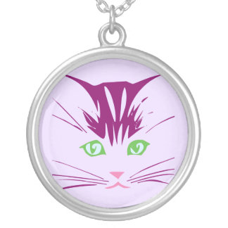 Kitty Cat Sweet Face Silver Plated Necklace