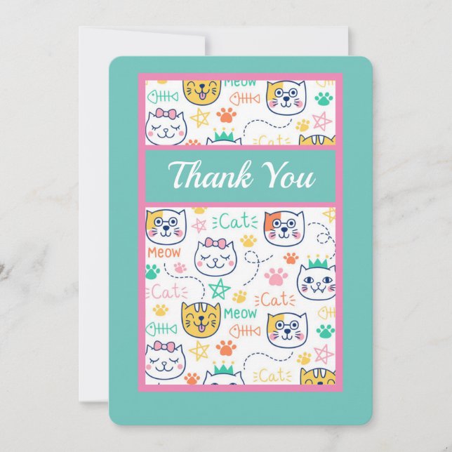 Kitty Cat Thank You Card (Front)