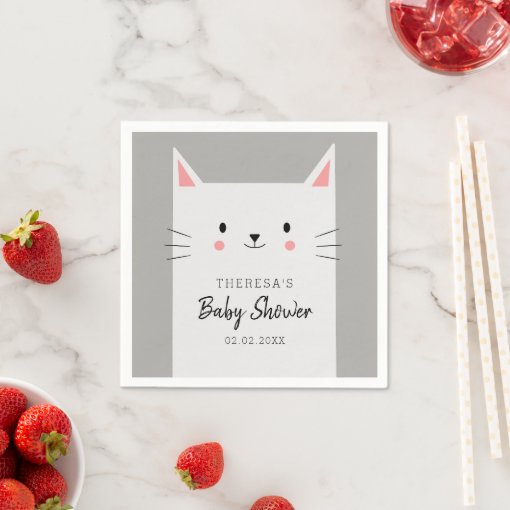 Kitty Cat Theme Baby Shower Cute Kitten Napkins Zazzle