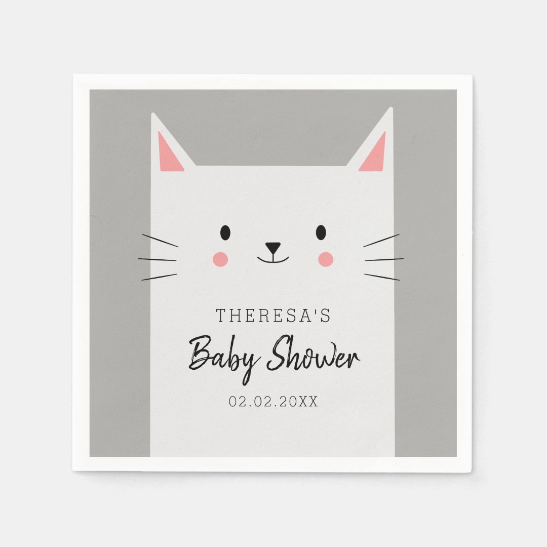 Kitty Cat Theme Baby Shower Cute Kitten Napkins Zazzle