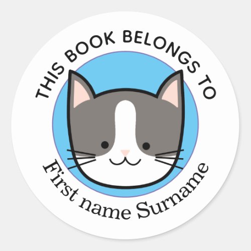 Kitty Cat This Book Belongs To Personalized Classic Round Sticker