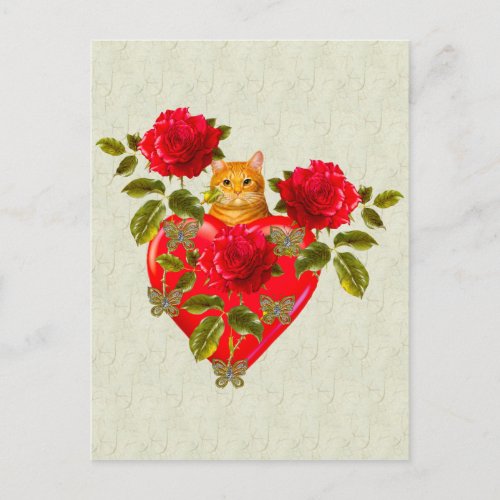 Kitty Cat Valentine Holiday Postcard