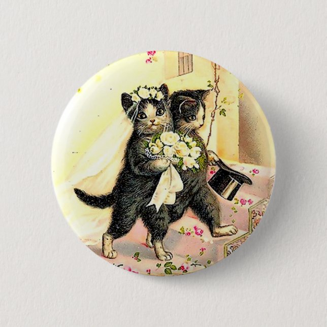 Kitty Cat Wedding Button (Front)
