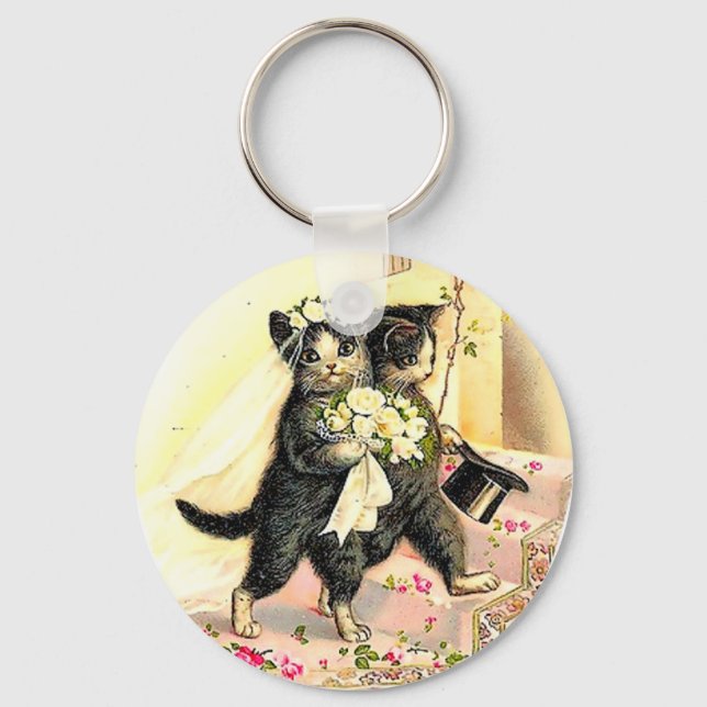 Kitty Cat Wedding Keychain (Front)