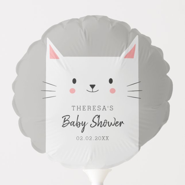 Kitty Cat White Kitten Baby Shower Balloon (Front)