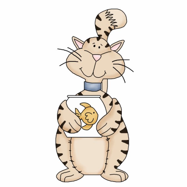 Kitty Cat with Goldfish Ornament (Front)