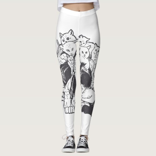 Kitty Cat With Gun_Birthday and Halloween Cat Cost Leggings