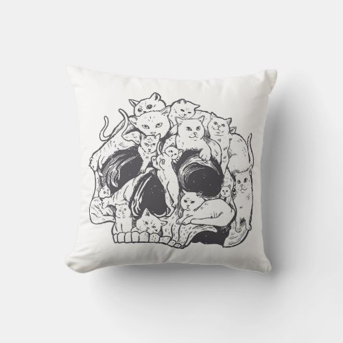 Kitty Cat With Gun_Birthday and Halloween Cat Cost Throw Pillow