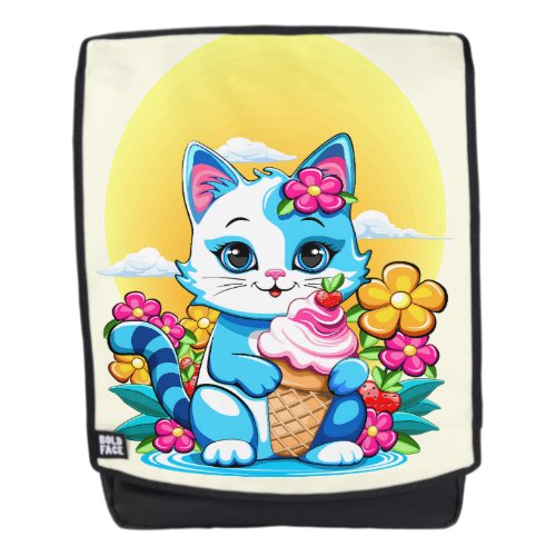 Kitty Cat with ice cream Summer Kawaii Character  Backpack
