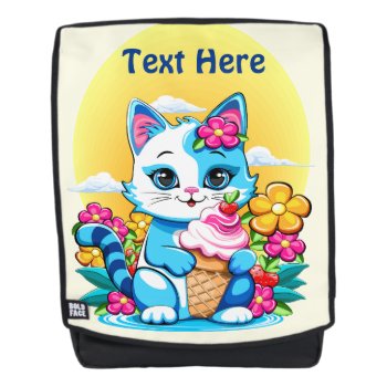 Kitty Cat With Ice Cream Summer Kawaii Character  Backpack by Bluedarkat at Zazzle