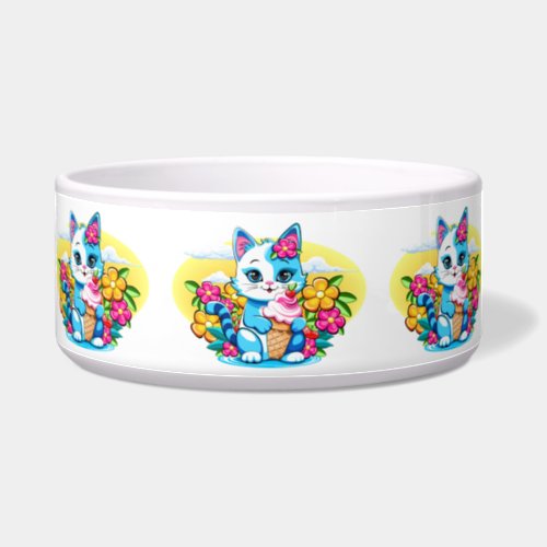 Kitty Cat with ice cream Summer Kawaii Character  Bowl