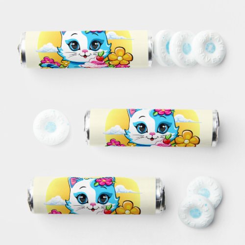 Kitty Cat with ice cream Summer Kawaii Character  Breath Savers Mints