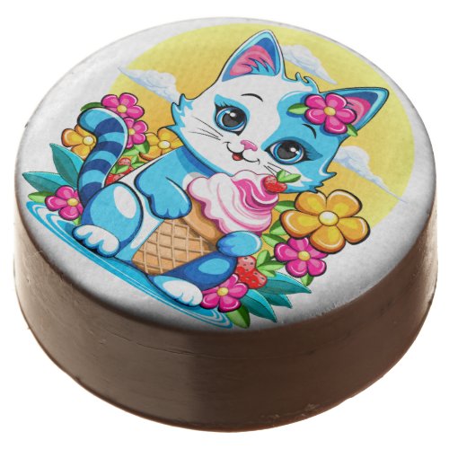 Kitty Cat with ice cream Summer Kawaii Character  Chocolate Covered Oreo