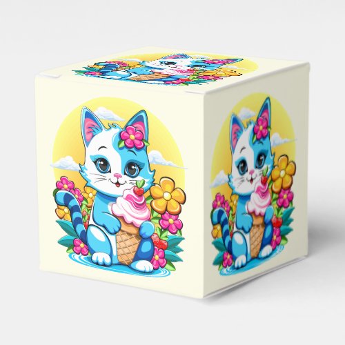 Kitty Cat with ice cream Summer Kawaii Character  Favor Boxes