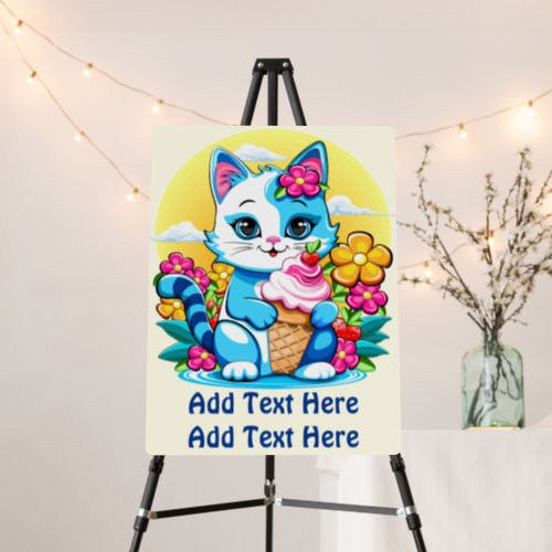 Kitty Cat with ice cream Summer Kawaii Character  Foam Board