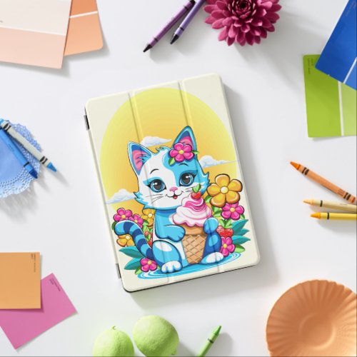 Kitty Cat with ice cream Summer Kawaii Character  iPad Air Cover