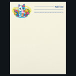 Kitty Cat with ice cream Summer Kawaii Character  Letterhead<br><div class="desc">Kitty Cat Cute and happy Summer Cartoon Character with ice cream flowers and Strawberries,  isolated on white background. Original and Unique Vector Graphic Art Illustration Copyright BluedarkArt TheChameleonArt.</div>