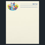 Kitty Cat with ice cream Summer Kawaii Character  Letterhead<br><div class="desc">Kitty Cat Cute and happy Summer Cartoon Character with ice cream flowers and Strawberries,  isolated on white background. Original and Unique Vector Graphic Art Illustration Copyright BluedarkArt TheChameleonArt.</div>