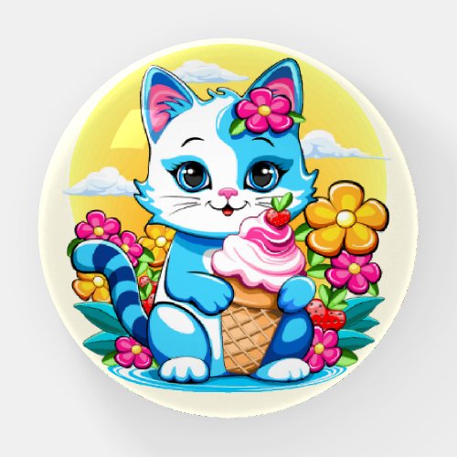 Kitty Cat with ice cream Summer Kawaii Character  Paperweight