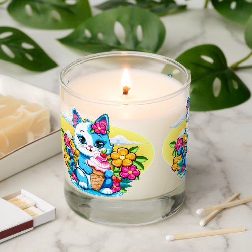 Kitty Cat with ice cream Summer Kawaii Character  Scented Candle